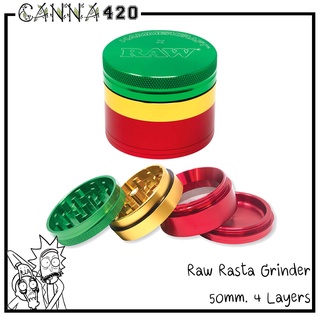 Raw Rasta Grinder 4 Layers 50mm. เครื่องบด Raw ที่บด Raw 4 ชั้น 50มม. มีที่เก็บคีฟ