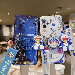 เชือกเส้นเล็ก เคสโทรศัพท์ Realme C33 C30s C30 C31 C35 C25 C21 C17 C12 เคสโทรศัพท์แบบมีขาตั้ง โดเรม่อนลายการ์ตูนน่ารัก ซิลิโคนนิ่ม เคส เรียวม OPPO RealmeC33 Realme C30s Cover Case