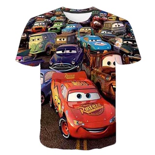 เสื้อยืดแขนสั้น พิมพ์ลายการ์ตูน Pixar Cars Lightning McQueen แฟชั่นฤดูร้อน สําหรับเด็กวัยหัดเดิน