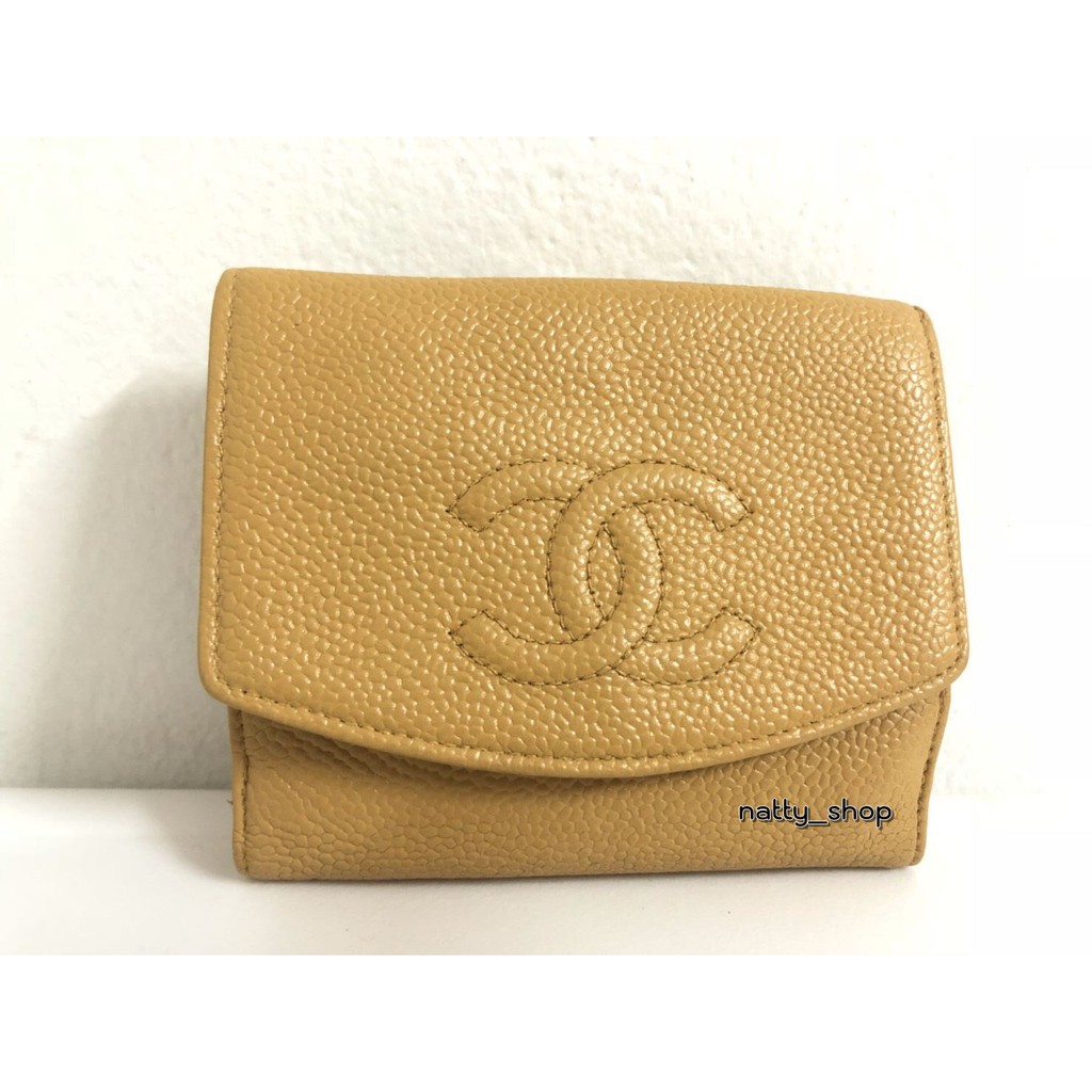 กระเป๋าสตางค์ Chanel wallet หนังคาเวียร์ แท้ 💯% มือสองแบรนด์เนมญี่ปุ่น🇯🇵