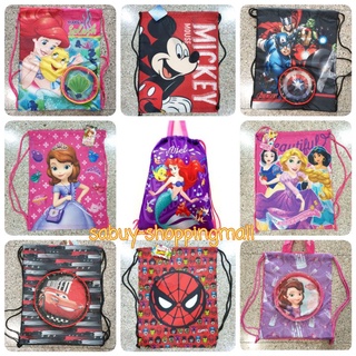 กระเป๋าเชือกรูด กระเป๋าใส่ชุดว่ายน้ำ ลายลิขสิทธิ์แท้​ (Spider man, Captain america, Mermaid, Princess, Sofia)2