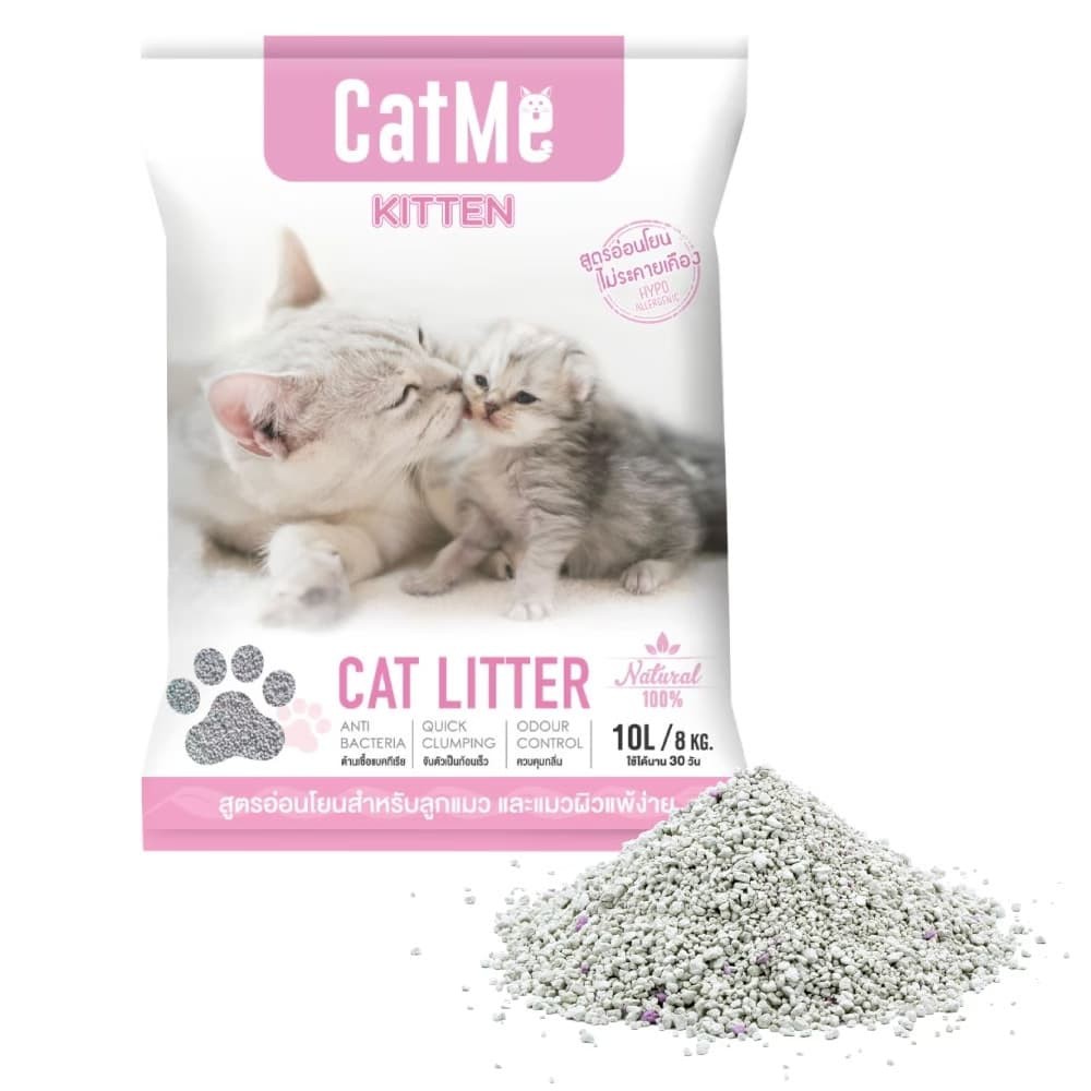 CatMe KITTEN ทรายแมวกึ่งภูเขาไฟ สูตรอ่อนโยนสำหรับลูกแมว 10L /8kg