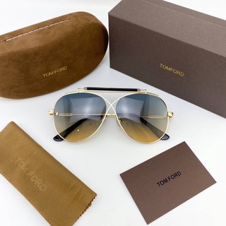 TOM FORD HOLDEN FT0818 BLUE &amp; BROWN GRADIENT LENSES SUNGLASSES แว่นกันแดดแบรนด์ทอมฟอร์ด โอเวอร์ไซส์ อะไหล่สีทอง