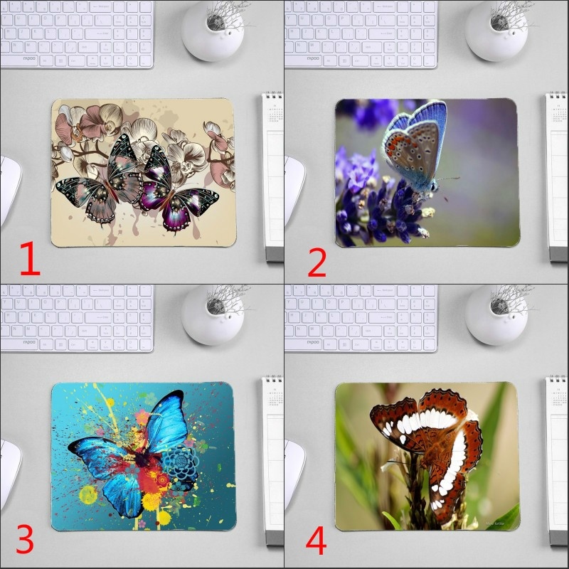 Butterfly Colourful Drawing Art Beautifu Pattern แผ่นรองเมาส์ยางกันลื่นรูปสี่เหลี่ยมผืนผ้า