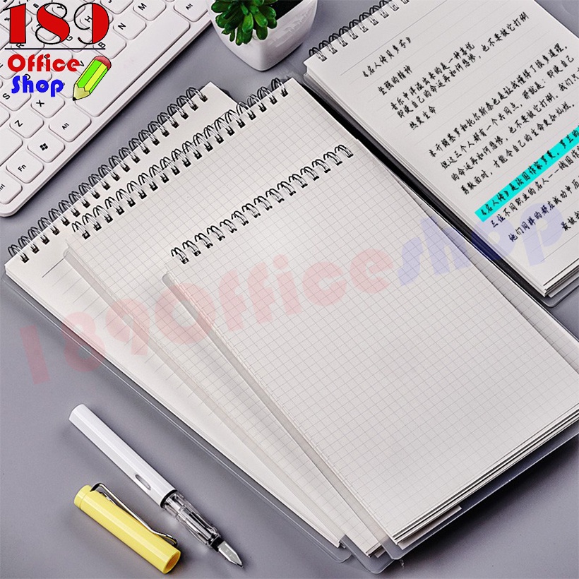 สมุดโน๊ต สมุดโน๊ตสันห่วง (แนวตั้ง) ปกใส  A4,A5,B5  มีเส้น สมุดบันทึกเกลียว สมุดปกพลาสติกใส *สินค้าพร