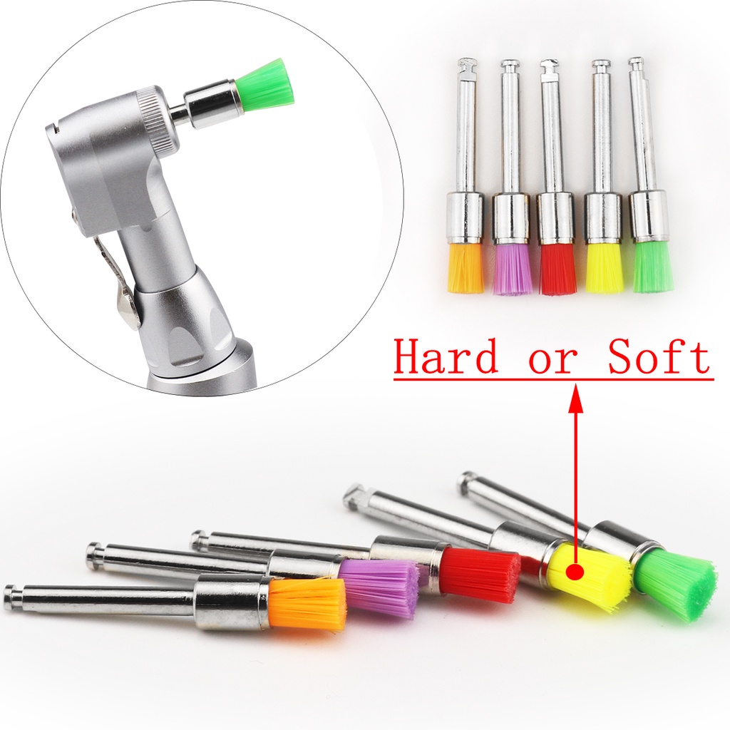 100Pcs Dental Polieren Pinsel Flache Farbige Typ RA Schütteln Nylon