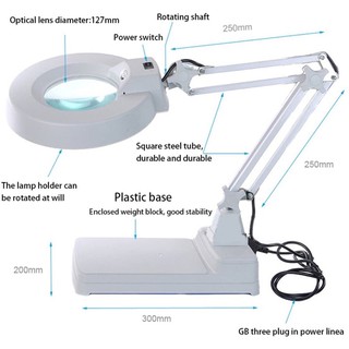 แว่นขยาย 10 เท่า ไฟ LED โคมไฟแว่นขยาย แว่นขยายตั้งโต๊ะ โคมไฟตั้งโต๊ะ Magnifying Lamp 10X