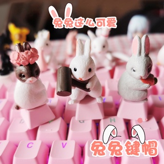 【หมวกแป้นพิมพ์】กระต่าย ABS Keycap แป้นพิมพ์กล ครอบครัว Cherry Axis DIY Handiwork Cartoon Pink Customized Creativity Special Ecs R4 OEM Keycaps Cute Girl Gif