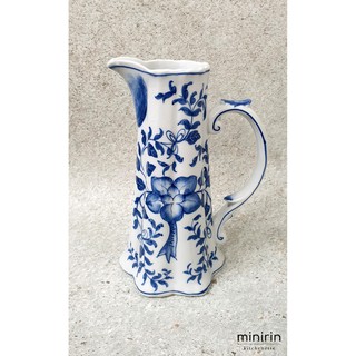 เหยือกน้ำเซรามิค hand painted ลายดอก สีน้ำเงินขาว งานส่งออกต่างประเทศ pitcher blue&amp;white ceramic เหยือก เซรามิก ceramics