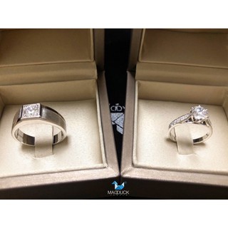 Madduckjewels แหวนเงินแท้ เพชร CZ ชุบโรเดียม RG1716WGR-RG1726