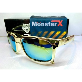 แว่นกันแดด MonsterX กรอบทอง เลนส์สีทองอมเขียว โพราไล X2