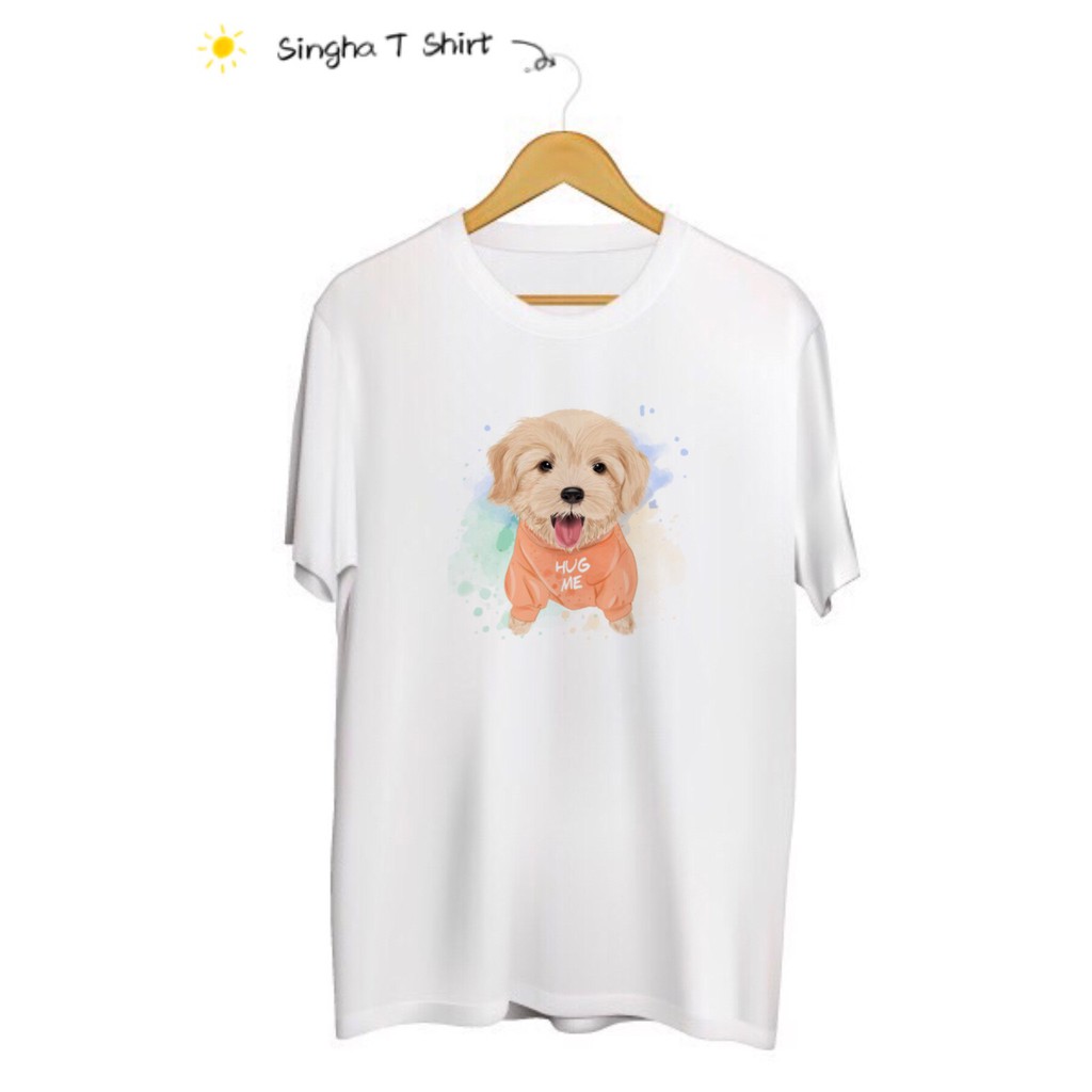 SINGHA T-Shirt เสื้อยืดกสรีนลายน้องหมา Golden Face