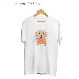 SINGHA T-Shirt เสื้อยืดกสรีนลายน้องหมา Golden Face