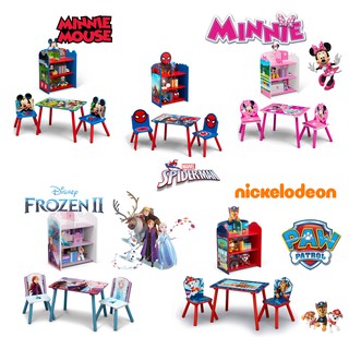 นำเข้า🇺🇸 โต๊ะ+ชั้นวาง เด็กลายการ์ตูนตัวโปรด Playroom Set Includes Table and 2 Chair Set and 3-Shelf Playhouse Bookcase