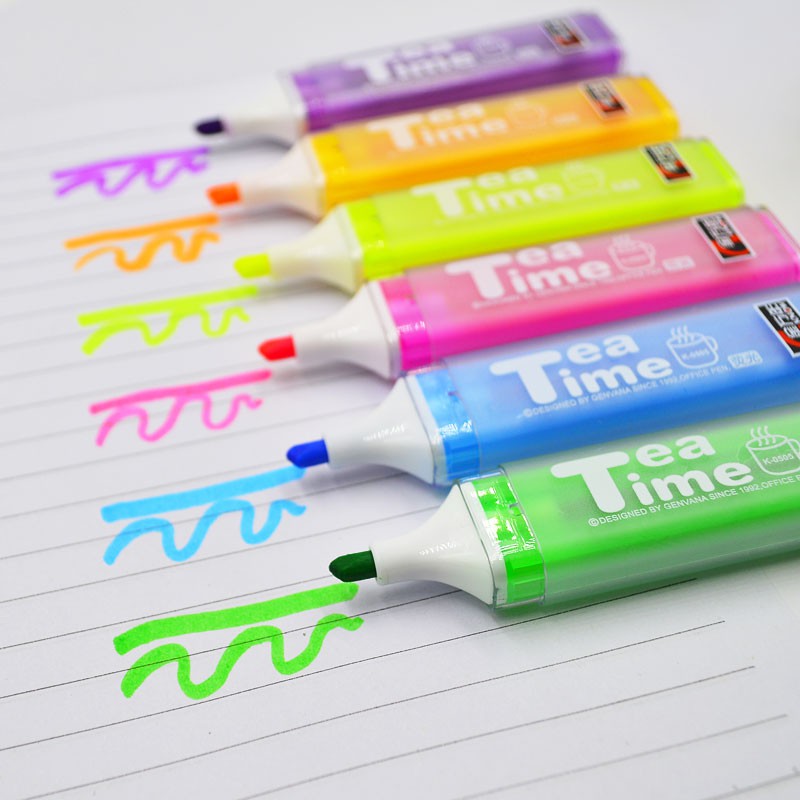 ปากกาไฮไลท์ 6 สี (K-0505) ปากกาเน้นข้อความ ปากกาเตือนความจำ ไฮไลท์
