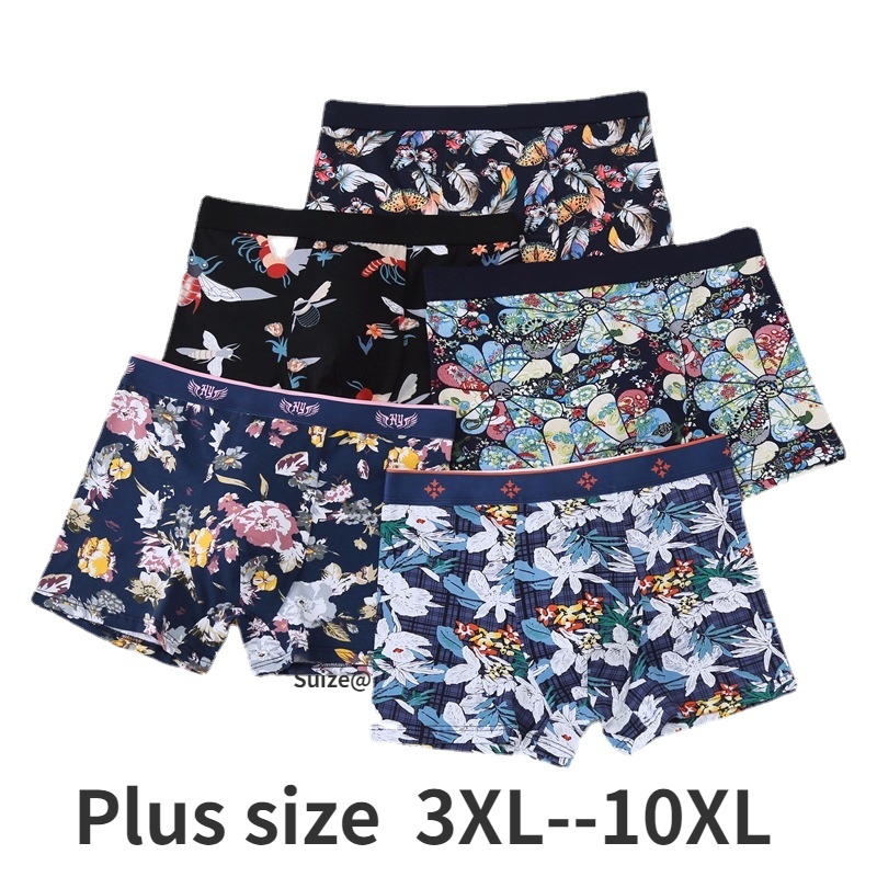 ผู้ชาย plus Toogton Boxer 3XL-10XL ผ้าฝ้ายพิมพ์ชุดชั้นในชาย U นูนนักมวยแนวโน้มขนาดใหญ่เยาวชนเซ็กซี่ก