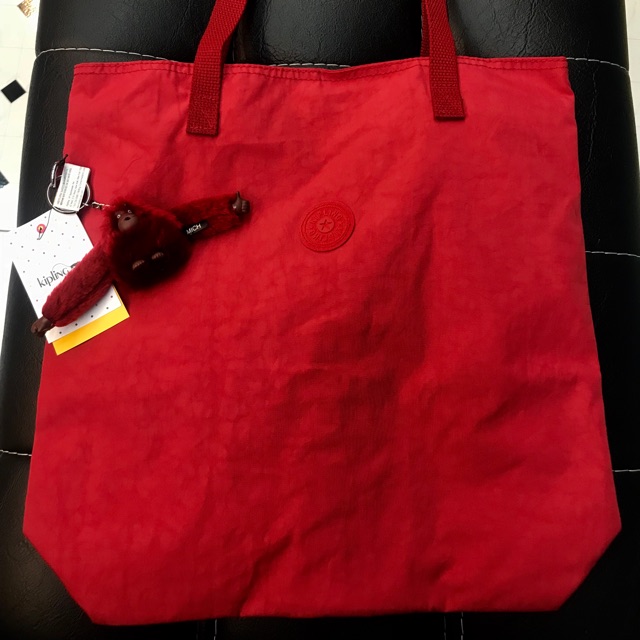 Kipling tote bag shoulder lady's eco-bag สีแดง