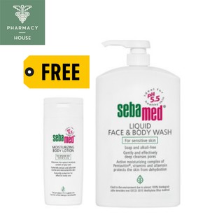 Sebamed Liquid Face &amp; Body Wash 1000 ml. แถม Sebamed Moisturizing body lotion 200 ml.