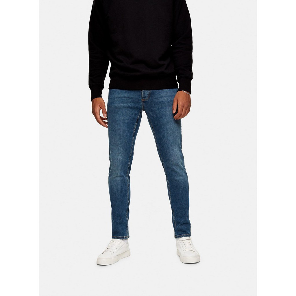 TOPMAN กางเกงยีนส์ Mid Wash Stretch Skinny รุ่น 69F16QMST สีน้ำเงิน