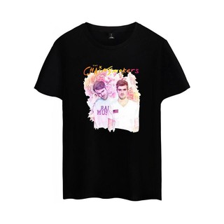 alimoo เสื้อยืดผ้าฝ้ายแขนสั้นพิมพ์รูปโซ่ดอกกุหลาบไซส์ xxs 4 xl