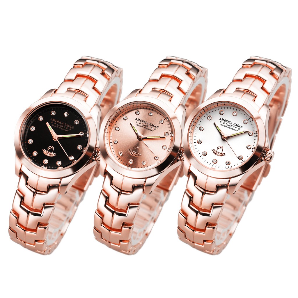 นาฬิกาควอทซ์สำหรับผู้หญิง นาฬิกาโทรได้ AMERICA EAGLE นาฬิกาข้อมือผู้หญิง สายสแตนเลส พร้อมกล่อง รุ่น AE002L