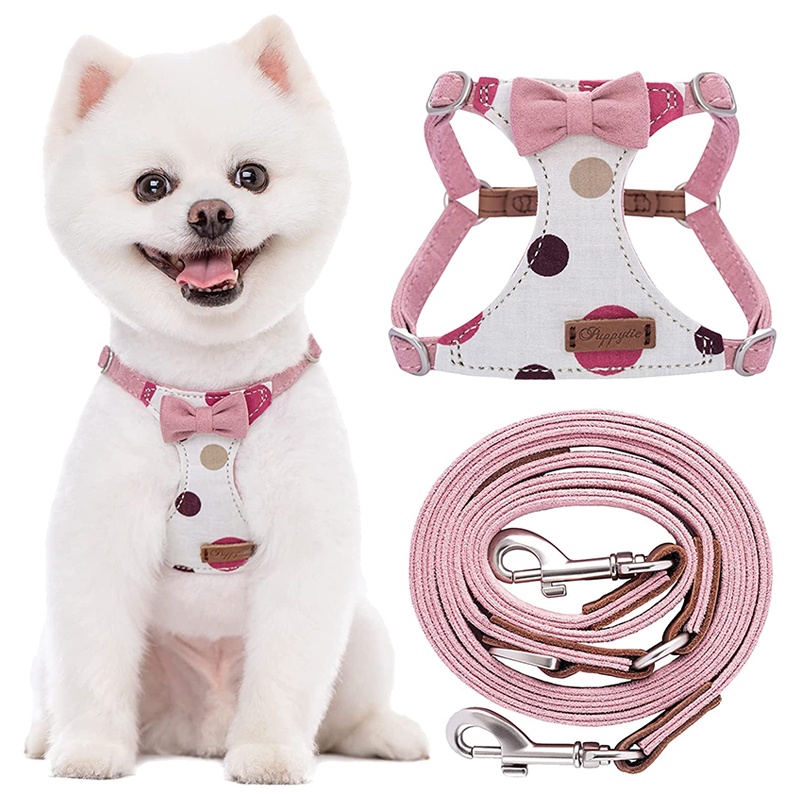 adjustable-dog-harness-and-leash-set-with-bowtie-no-pull-pet-harness