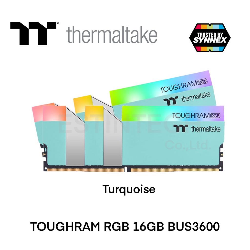 RAM(แรม) DDR4 16GB(8x2) BUS3600 ThermalTake TOUGHRAM RGB (Turquoise) ของใหม่ประกัน LT
