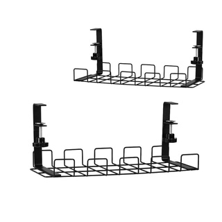 รางเก็บสายแนวนอน ที่จัดระเบียบสายไฟ ใต้โต๊ะตะกร้าจัดวางใต้โต๊ะจัดการสายเคเบิลถาดไม่มีโต๊ะเจาะ Wire