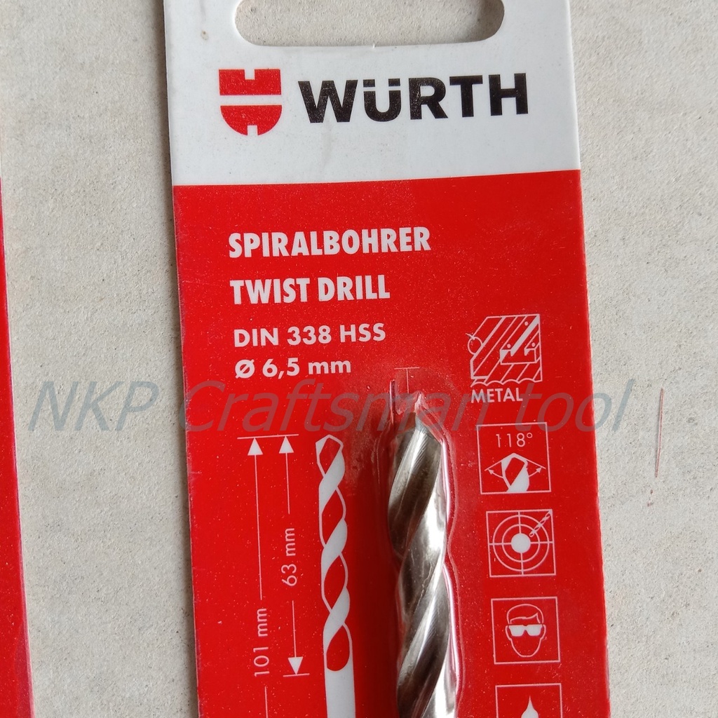 ดอกสว่านเจาะเหล็ก WURTH SPIRALBOHRER TWIST DRILL DIN338 HSS ขนาด 4MM-10MM ของแท้ - รูปที่ 6