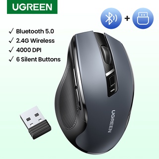 [มาใหม่] Ugreen เมาส์ไร้สาย 6 ปุ่มเสียงเงียบ 2.4G พร้อมตัวรับสัญญาณ USB 5 ระดับ DPI 4000DPI สําหรับแล็ปท็อป PC Mac Linux