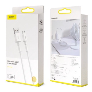 Baseus Mini White Cable Usb For Micro 2.4A สายชาร์จไมโคร ยาว 100cm สีขาว ชาร์จไว