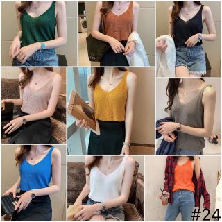 Diya Shop เสื้อครอป เสื้อกล้ามสายเดี่ยวแฟชั่น ไหมพรม มาใหม่🔥ฮิตมากในหน้าร้อน🔥 #24