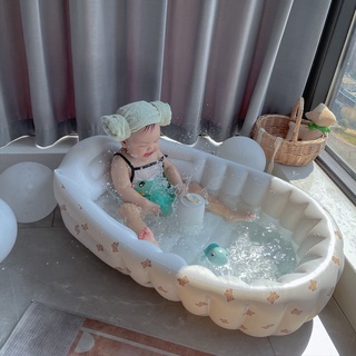 Baby Inflatable Bathtub อ่างอาบน้ําเป่าลม แบบพกพา พับได้ ลายน่ารัก สวยหรู สําหรับบ้าน ท่องเที่ยว เด็กทารก