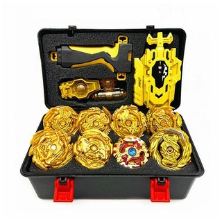 8pcs Golden Beyblade Gyro Burst With Launcher Portable Storage Box Kids Gift Set. Birthday gift childrens Day Gift New Year gift