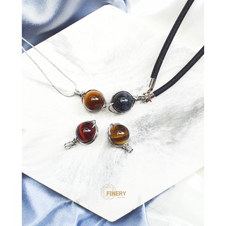 จี้หิน tigers eye ตัวเรือนเงินแท้ 925