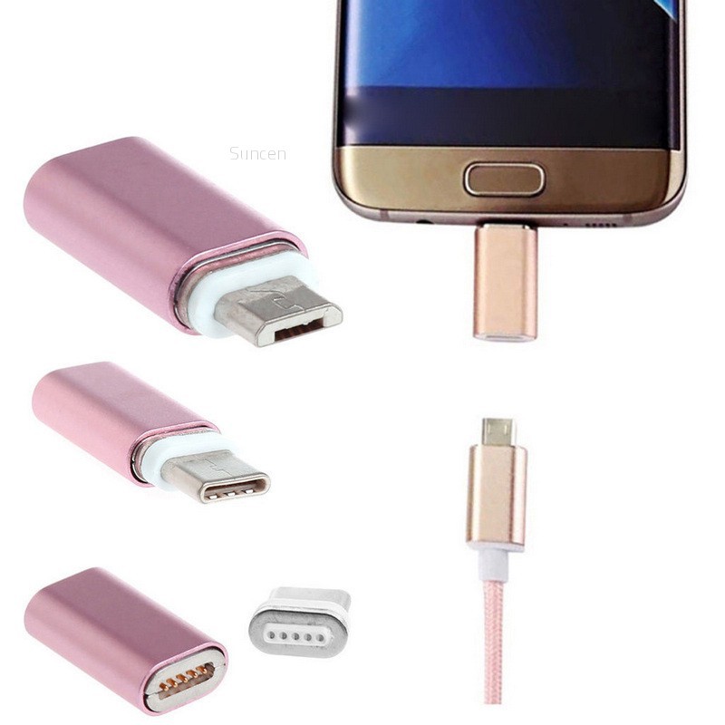 Suncen 2 in 1 Magnetic Micro USB Female to Type C Male อะแดปเตอร์แปลง ...