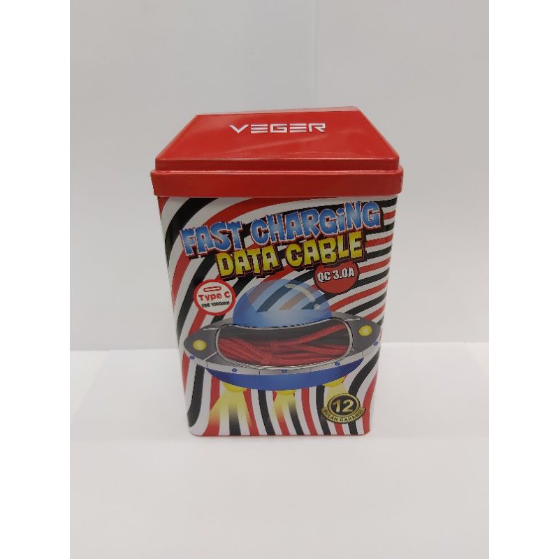 VEGER TYPE C UFO QC 3.0A สายเคเบิลข้อมูลชาร์จเร็ว