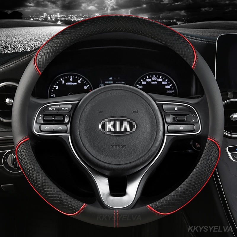 ที่หุ้มพวงมาลัยรถยนต์ 38 ซม. 15 "หนังสําหรับ Kia Rio 2 3 4 X Line Kombi ซีดาน K2 K3 K4 K5 KX1 KX3 KX