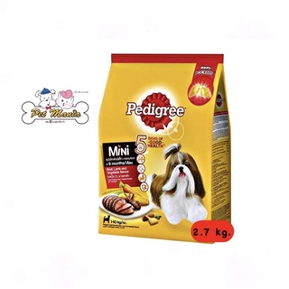 Pedigree Mini ชนิดเม็ด สำหรับสุนัขพันธ์ุเล็ก ขนาด2.7kg. รสเนื้อวัว เนื้อแกะ และผัก