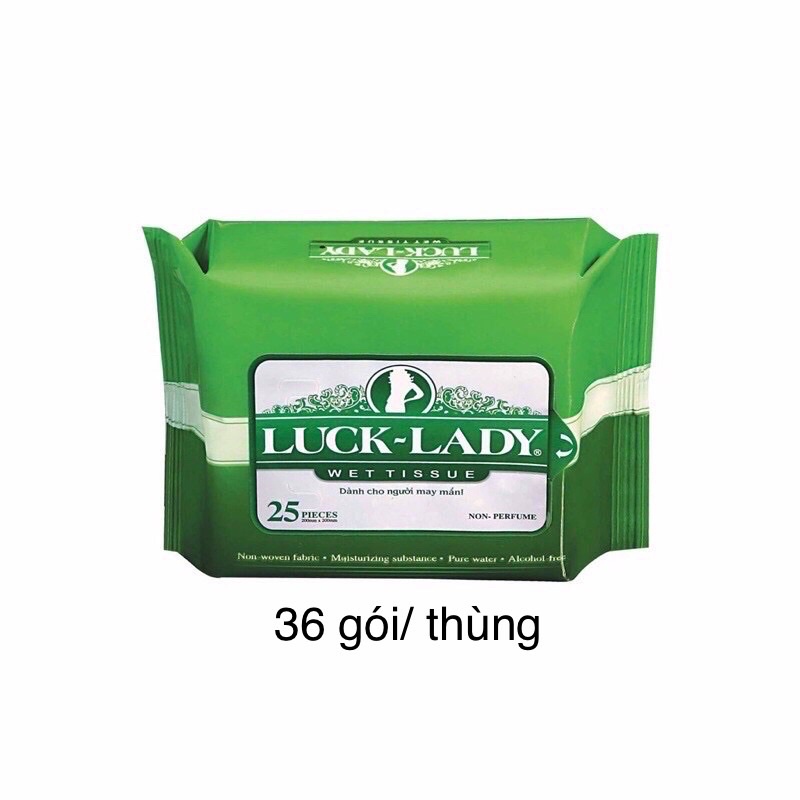COMBO 36 แพ็คของ LUCK LADY WET TOWELS 25 แผ่น ODORLESS