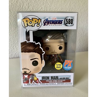 Funko Pop I am Iron Man Glow in the Dark Avengers Endgame ของเล่นสําหรับเด็ก #580 พร้อมตัวป้องกัน