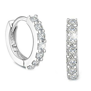 เครื่องประดับสตรีต่างหูกระดุมเงินแท้ 925 rhinestone