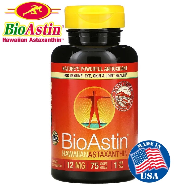 ส่งไว⚡️Exp.08/2024 Nutrex Hawaii BioAstin Hawaiian Astaxanthin 12 mg 75 Vegan Soft Gels สาหร่ายแดงไบโอแอสติน