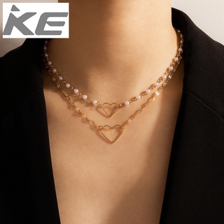 Jewelry Simple Love Necklace Peach Heart Pearl Necklace Clavicle Chain for girls for women low