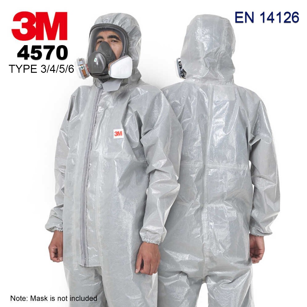 3M Protective Coverall 4570 ชุดป้องกันเชื้อโรคและสารเคมี (EN 14126)