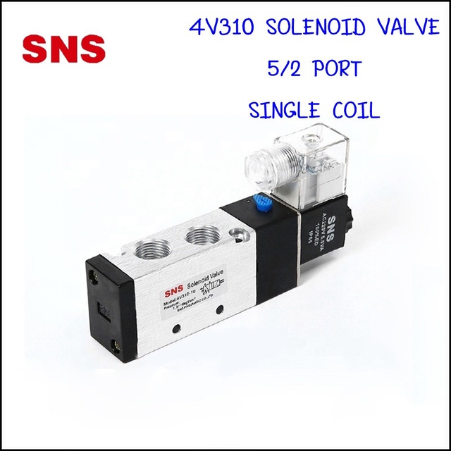 4V310-08 โซลินอยด์วาล์วลมไฟฟ้าคอยไฟ 1 ด้าน 5/2 ขนาด 2 หุน 1/4 - SNS Pneumatic Solenoid Valve Singer Coil 5/2 Port 1/4