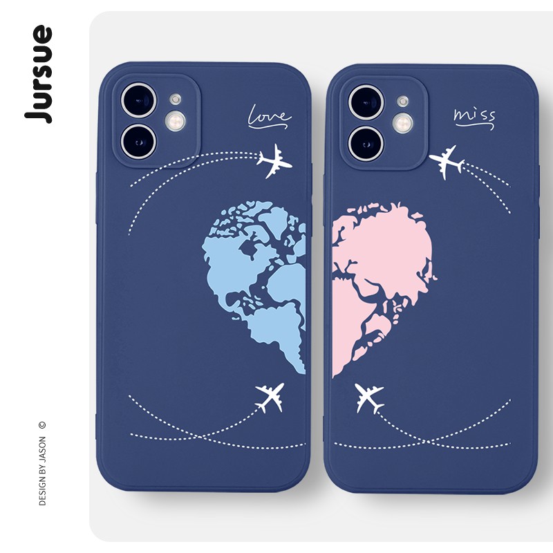 JURSUE เคสคู่ เคสไอโฟน คู่รัก กันกระแทกซิลิโคนนุ่มน่ารักตลก เคสโทรศัพท์ Compatible for iPhone 13 12 11 Pro Max SE 2020 X XR XS 8 7 6 6S Plus พลัส XY9058A