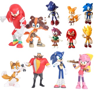 โมเดลฟิกเกอร์ อนิเมะโซนิค The HedgehogAction Figures Sonic Shadow Tails ของเล่นสําหรับเด็ก จํานวน 6 ชิ้น ต่อชุด