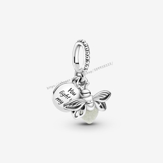 Pandora จี้สร้อยข้อมือเงิน 925 รูปหิ่งห้อย ประดับลูกปัดเรืองแสงในที่มืด DIY p526