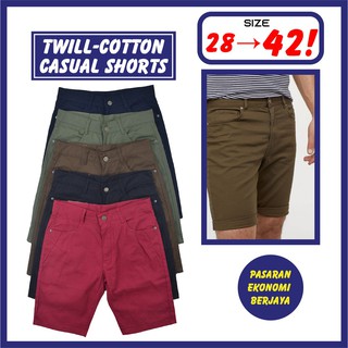 SELUAR PENDEK LELAKI 203123# / MENS CASUAL SHORTS/ TWILL-COTTON CASUAL SHORT PANTS PLAIN COLOUR SIMPLE